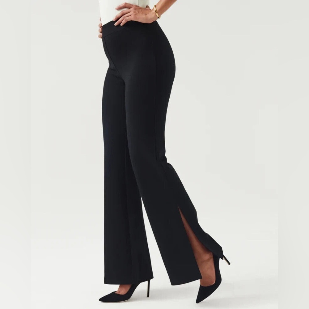 SPANX Perfect Pant Split Hem Black Wide Leg Women's Pants Size XL